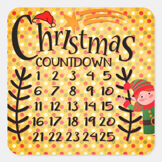 Christmas Countdown Personalized  Square Sticker (Front)