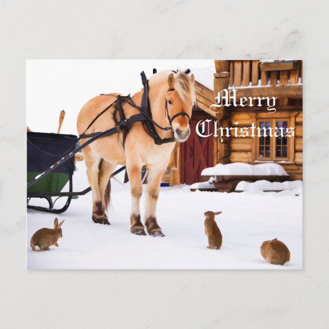 Christmas country farm idyll animal talk friends holiday postcard (Front)