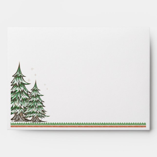 Christmas Country Pine Tree Customisable Envelope (Front)
