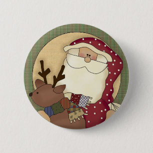 Christmas Country Santa Claus 6 Cm Round Badge