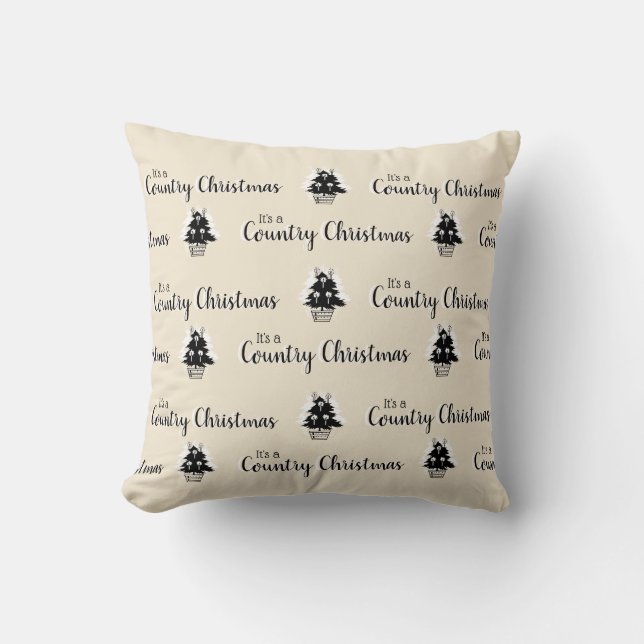 Christmas Country Trees Beige  Cushion (Front)