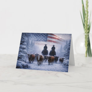 Christmas Country Western Cowboy Patriotic Card