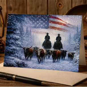 Christmas Country Western Cowboy Patriotic Card