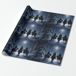 Christmas Country Western Cowboys North Star Wrapping Paper