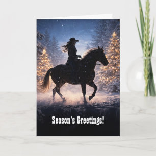 Christmas Country Western Cowgirl Seasons Greeting Card