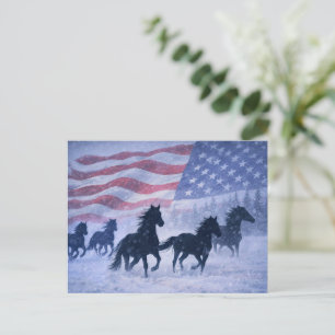 Christmas Country Western Horses Postcard