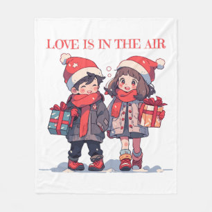 Christmas couple - Love is in the air Fleece Blanket