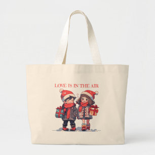 Christmas couple - Love is in the air Large Tote Bag