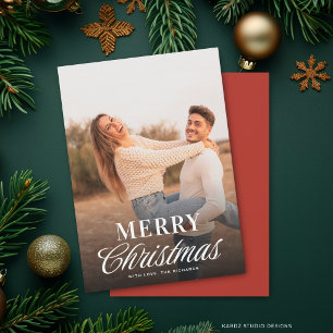 Christmas Couple Photo Modern Typography  Holiday Card