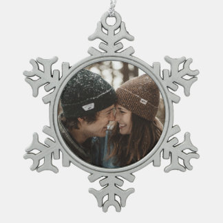Christmas Couple Snowflake Snowflake Pewter Christmas Ornament