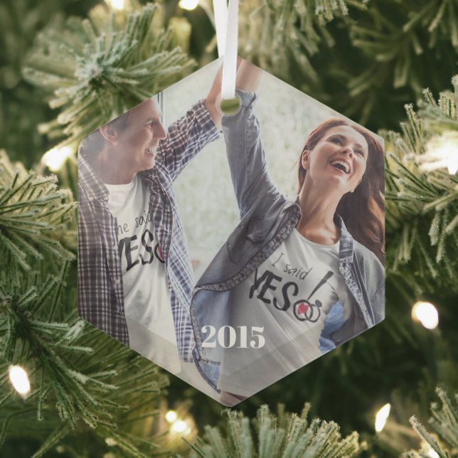 Christmas Couples  Photo Glass Tree Decoration (Insitu)