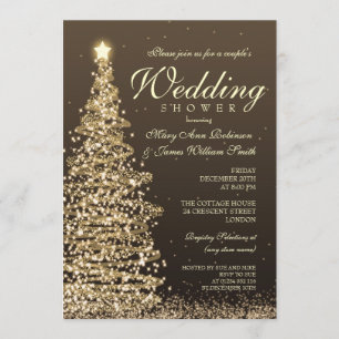Christmas Couples Shower Gold Invitation