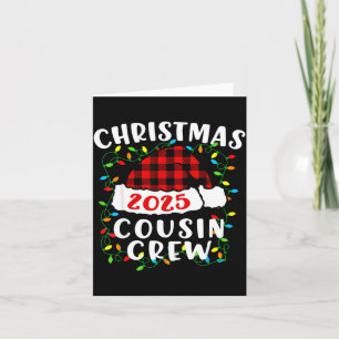 Christmas Cousin Crew 2025 Plaid Santa Hat Xmas Li Card