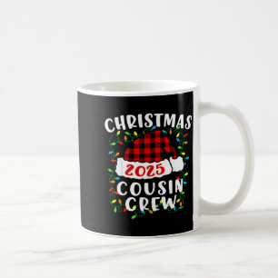 Christmas Cousin Crew 2025 Plaid Santa Hat Xmas Li Coffee Mug