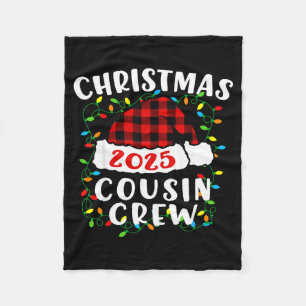 Christmas Cousin Crew 2025 Plaid Santa Hat Xmas Li Fleece Blanket
