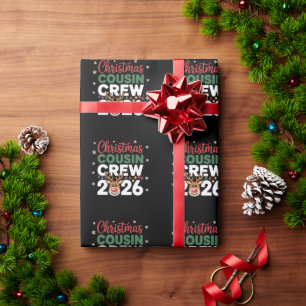 Christmas Cousin Crew 2026 Reindeer Snowflakes Wrapping Paper