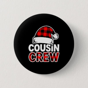 Christmas Cousin Crew Buffalo Red Plaid Pajamas Fa 6 Cm Round Badge