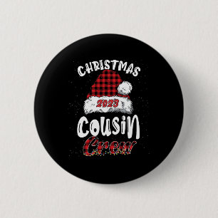 Christmas Cousin Crew Buffalo Red Plaid Pyjamas Fa 6 Cm Round Badge