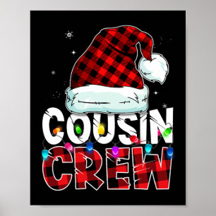 Christmas Cousin Crew Buffalo red plaid Pyjamas Fa Poster