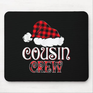 Christmas Cousin Crew Buffalo Red Plaid Santa Hat Mouse Pad