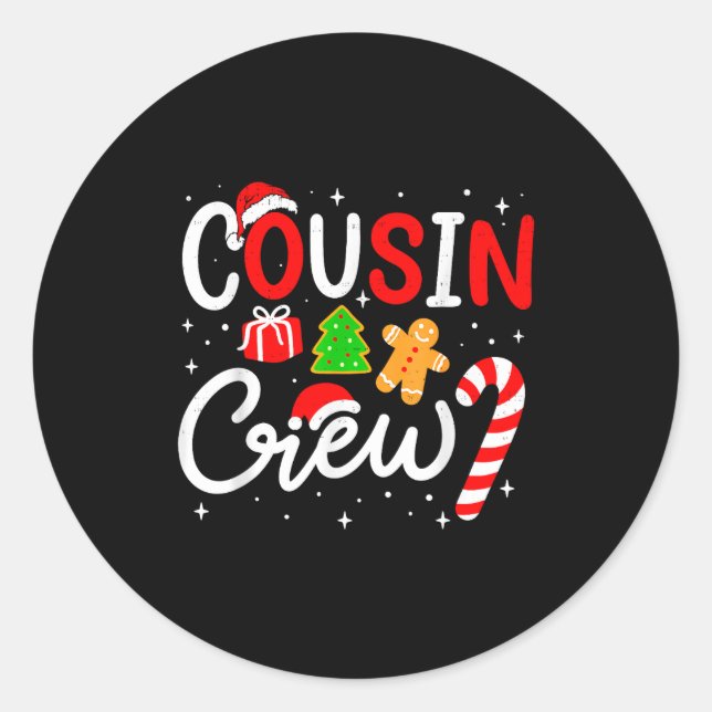 Christmas Cousin Crew Candy Cane Family Matching H Classic Round Sticker (Front)