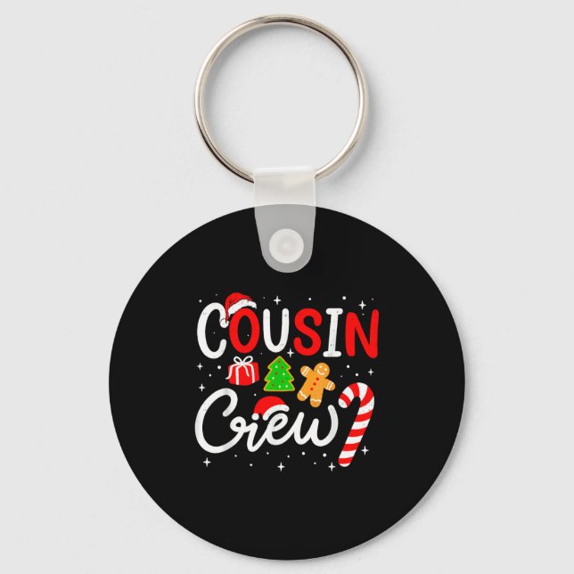 Christmas Cousin Crew Candy Cane Family Matching H Key Ring (Front)