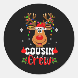 Christmas Cousin Crew Funny Reindeer Matching Paja Classic Round Sticker