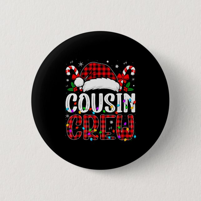 Christmas Cousin Crew Red Plaid Family Matching Xm 6 Cm Round Badge (Front)