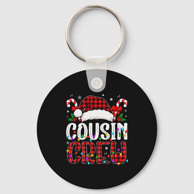 Christmas Cousin Crew Red Plaid Family Matching Xm Key Ring (Front)
