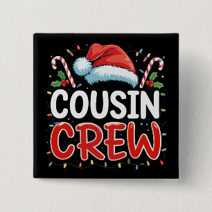 Christmas Cousin Crew Santa Hat  15 Cm Square Badge