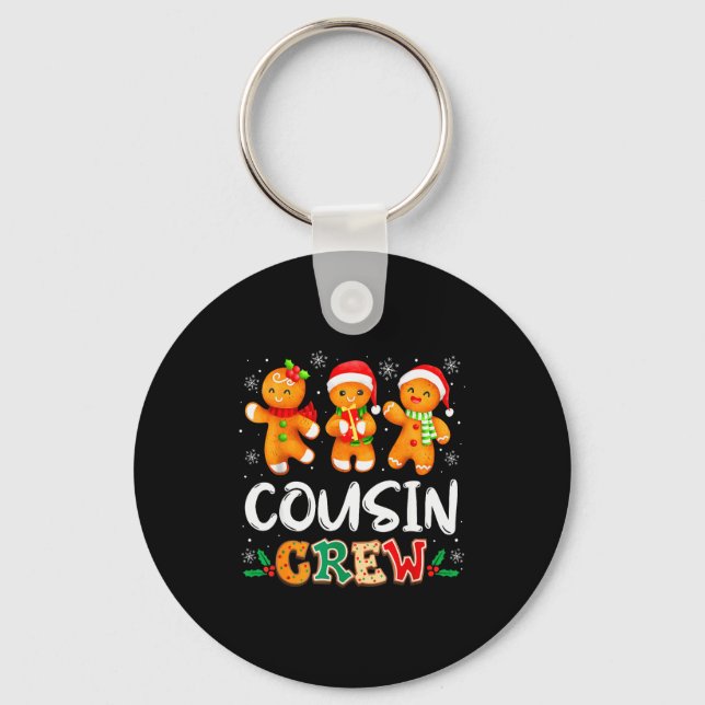 Christmas Cousin Crew Santa Hat Family Matching Fu Key Ring (Front)