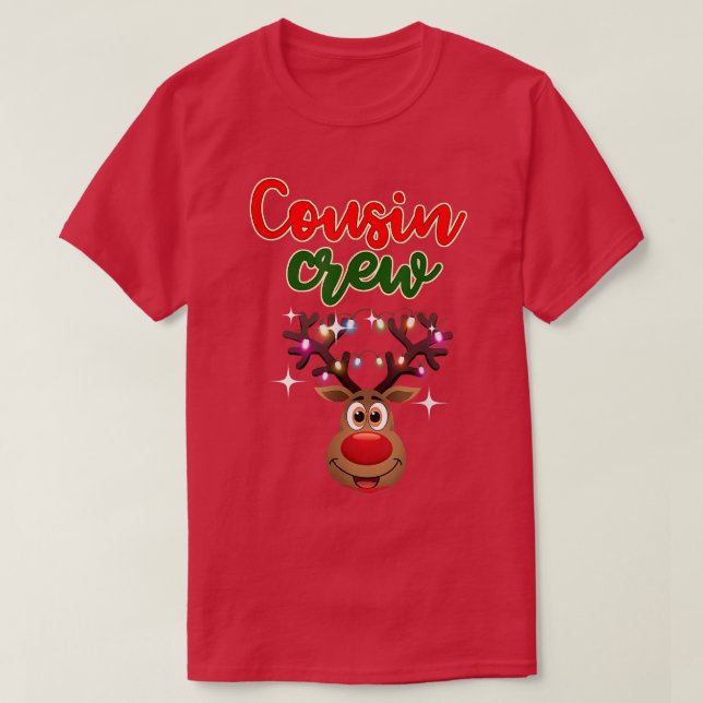 Christmas Cousin Crew Shirt Reindeer Matching Paja (Design Front)