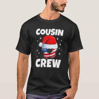 Christmas Cousin Crew Soccer Ball Usa Pyjamas Fami T-Shirt