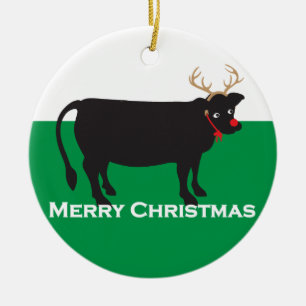 Christmas Cow Ceramic Tree Decoration