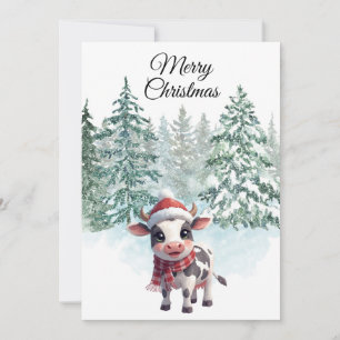 Christmas Cow Flat Holiday Card