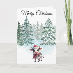 Christmas Cow Folded Holiday Card