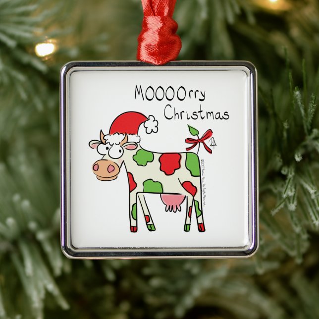 Christmas Cow Funny Cartoon Kids Metal Tree Decoration (Tree)