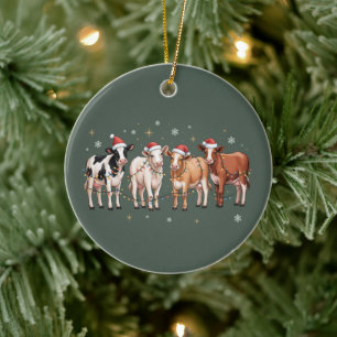 Christmas Cow Lover Gift Funny Holiday Farm  Ceramic Tree Decoration