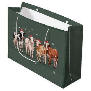 Christmas Cow Lover Gift Funny Holiday Farm  Large Gift Bag