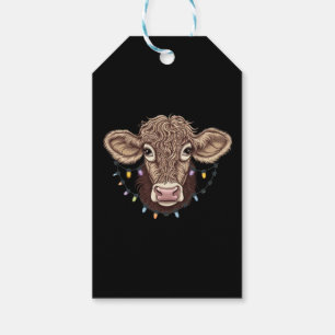 Christmas Cow Lover Lights Farm Farmer Xmas Gift Tags
