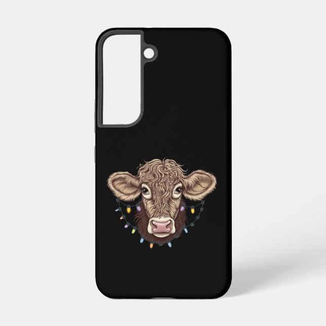 Christmas Cow Lover Lights Farm Farmer Xmas Samsung Galaxy S22 Case (Back)