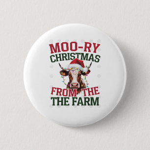 Christmas Cow Moo-ry Christmas From The Farm 6 Cm Round Badge