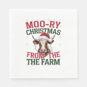 Christmas Cow Moo-ry Christmas From The Farm Napkin