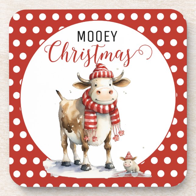 Christmas Cow Pun Coaster (Front)