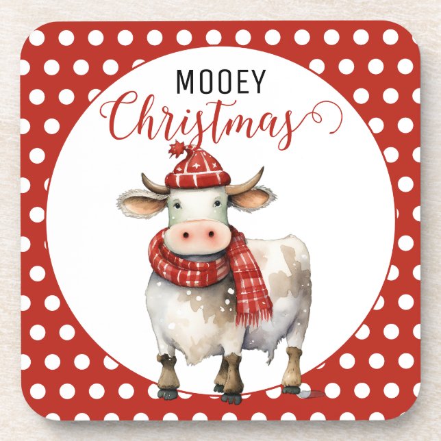 Christmas Cow Pun Coaster (Front)