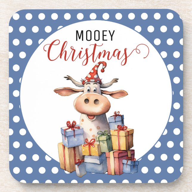 Christmas Cow Pun Coaster (Front)