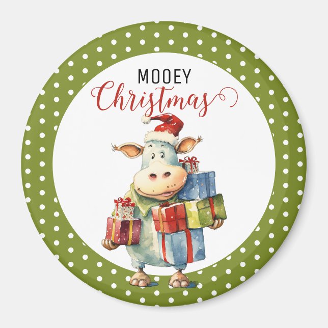 Christmas Cow Pun  Magnet (Front)