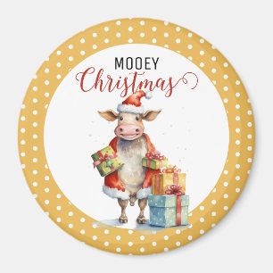 Christmas Cow Pun Magnet