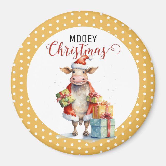 Christmas Cow Pun  Magnet (Front)