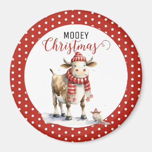Christmas Cow Pun Magnet